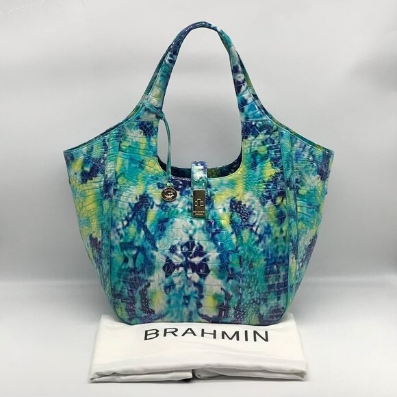 Brahmin Hydro Melbourne Croc Embossed Leather Carla Tote Bag - Picture 10 of 12